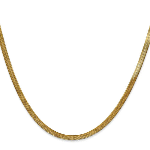 14K Yellow Gold Herringbone Chain Necklace 24 inch 3 mm with Lobster Clasp X247086