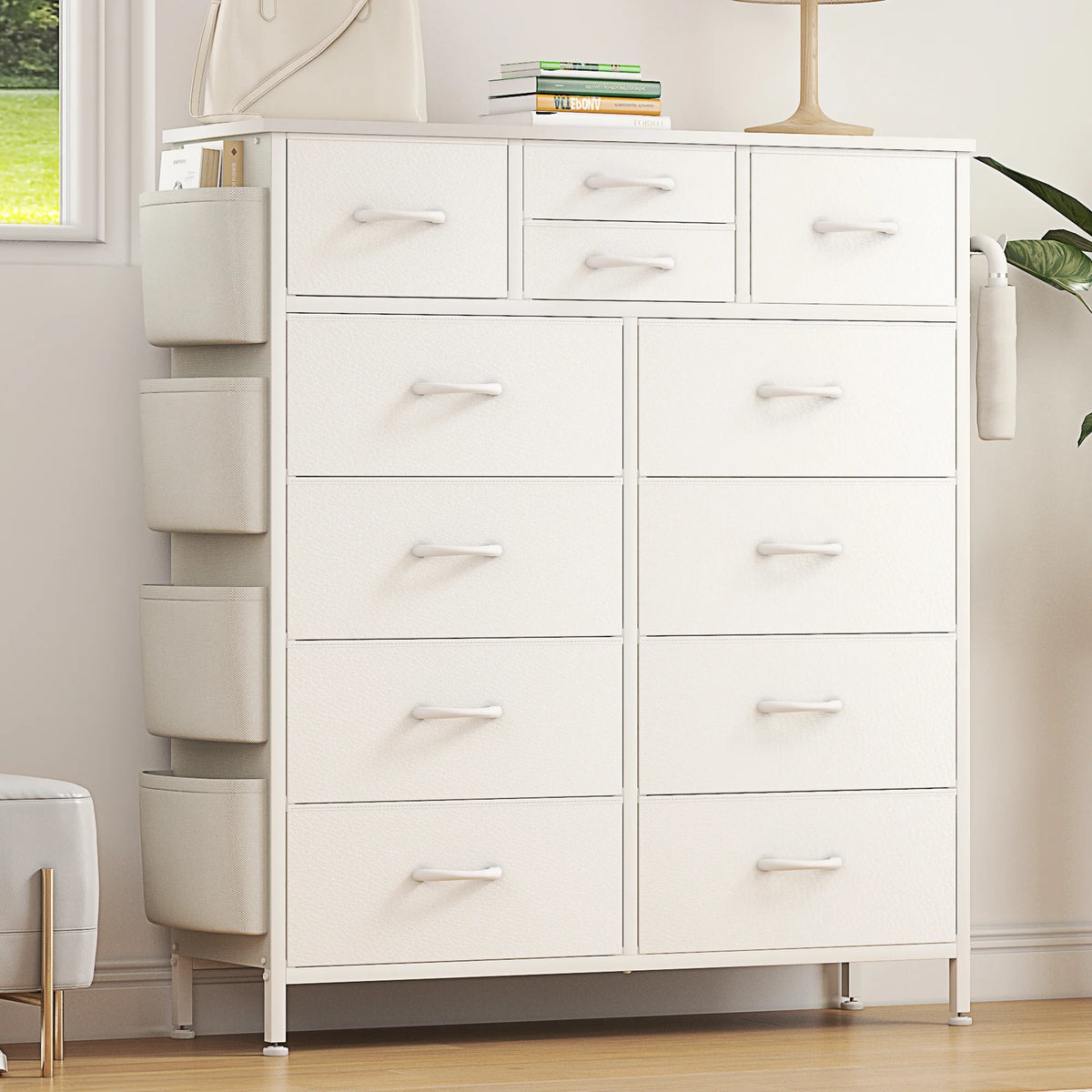 Rustic Brown 12 Drawer Fabric Dresser Q305