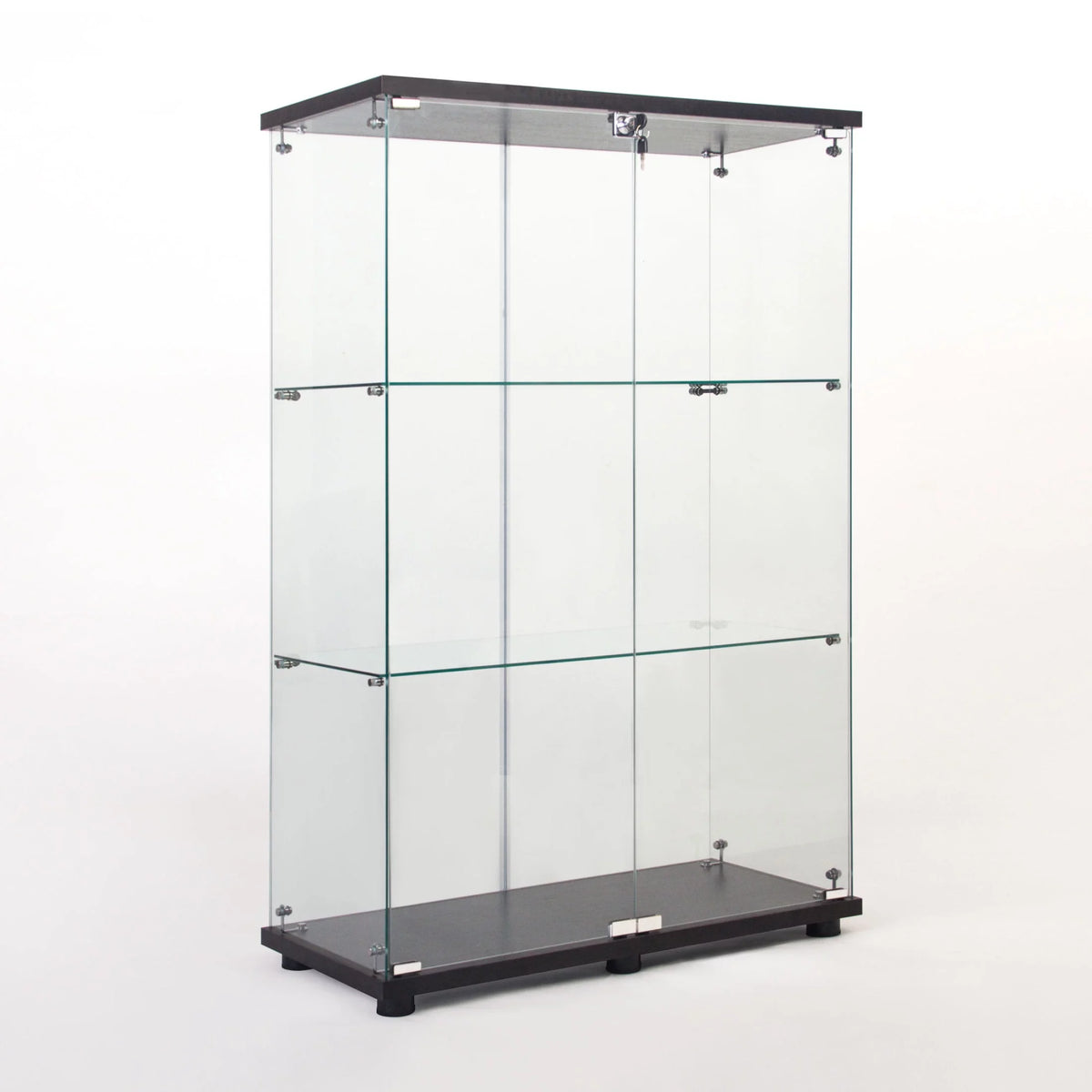 Black 3 Shelf Glass Display Cabinet P7196