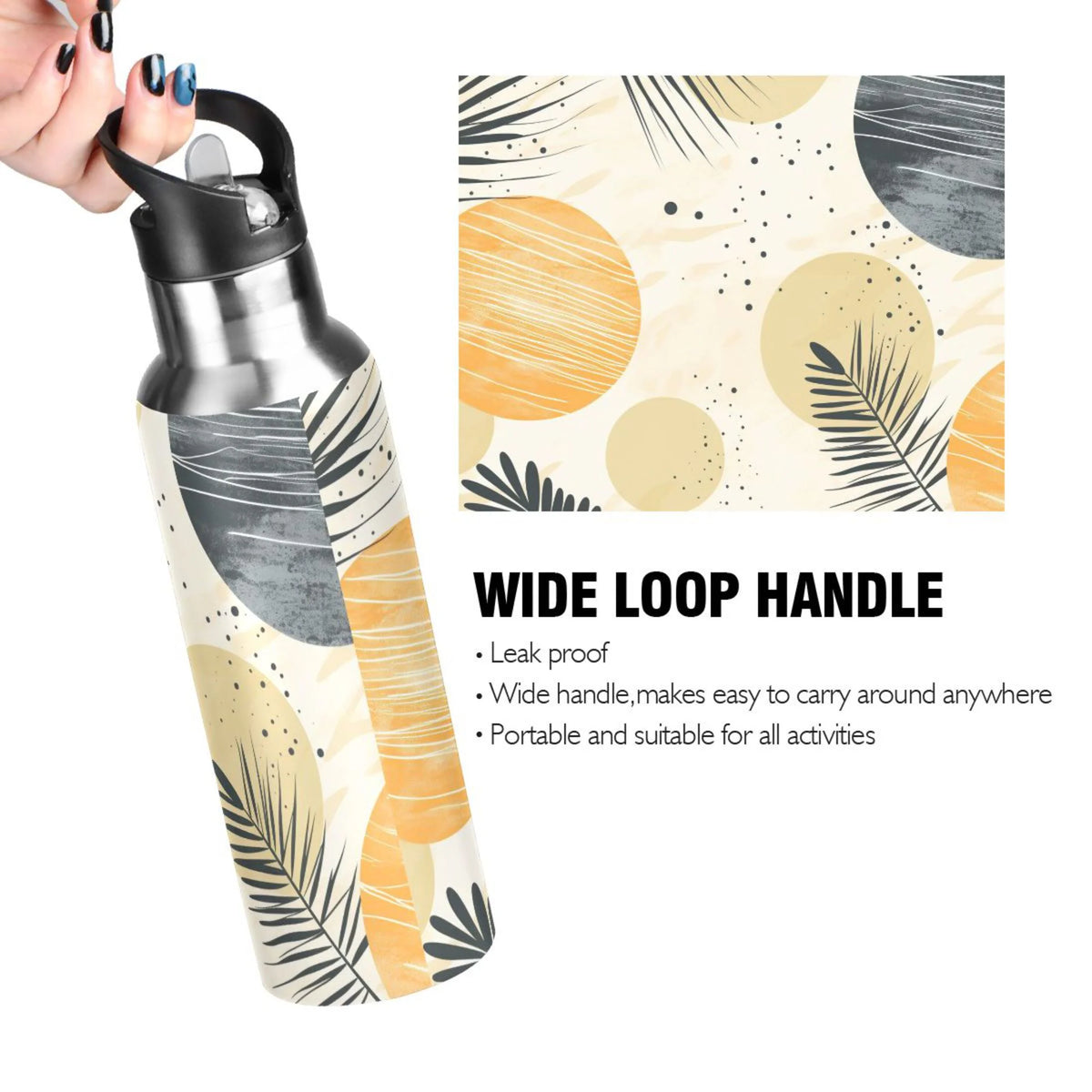 20 oz Insulated Stainless Steel Water Bottle with Straw Lid X85781