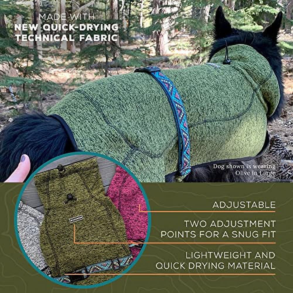 Olive Fleece Dog Jacket with Neoprene Neck Gaiter R492