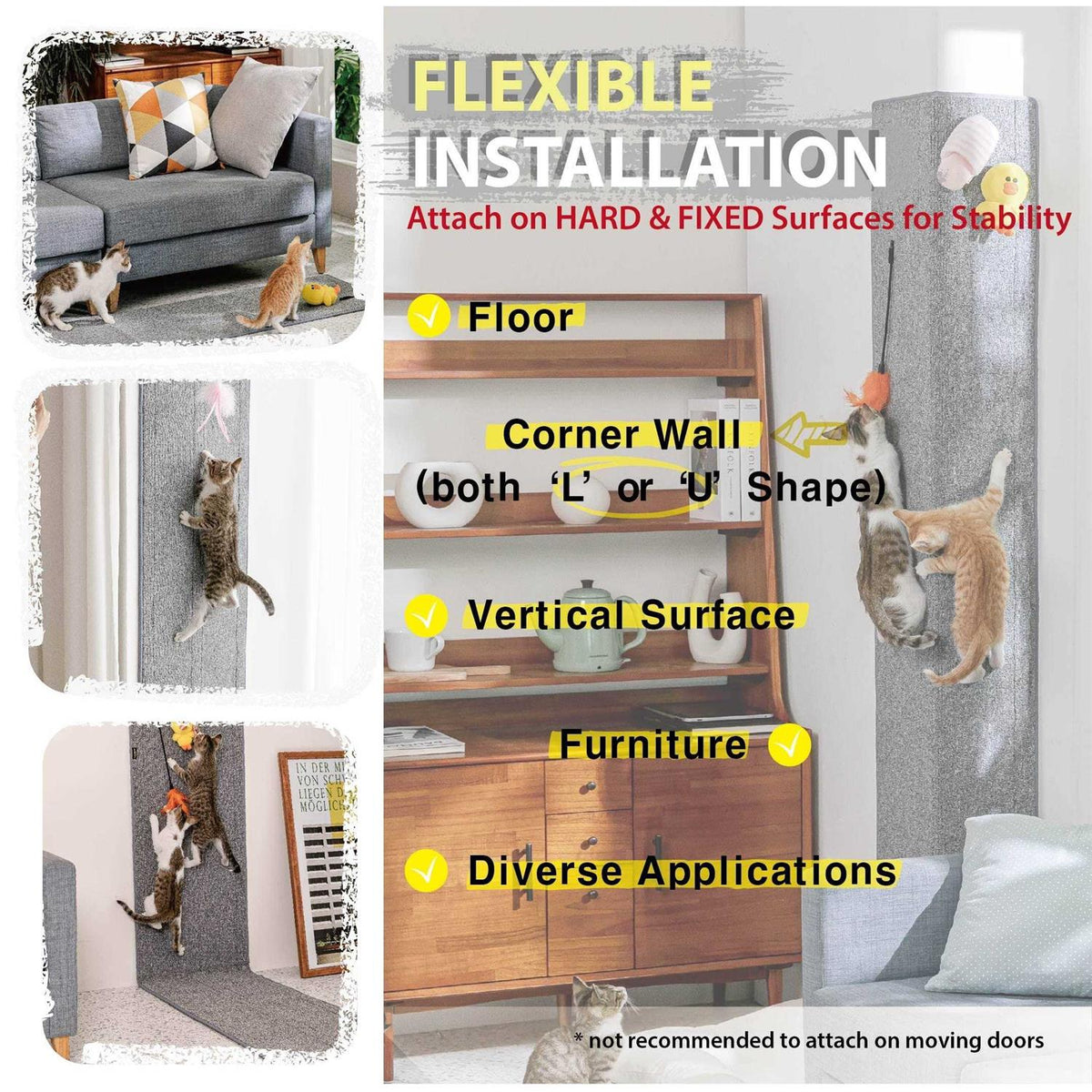 78.7” Tall Cat Scratcher Wall Corner Attachable W1709
