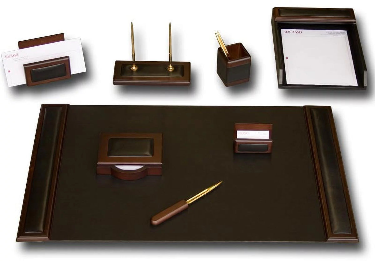 Walnut Leather 8-Piece Desk Set P728