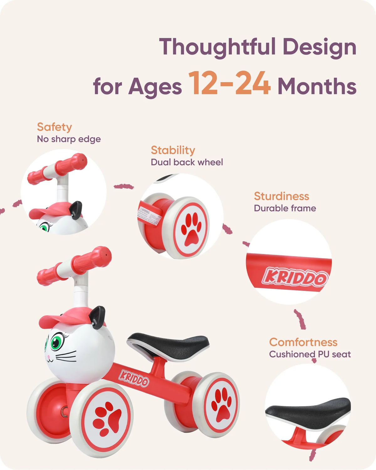 Baby Balance Bike for 1-2 Year Old X657