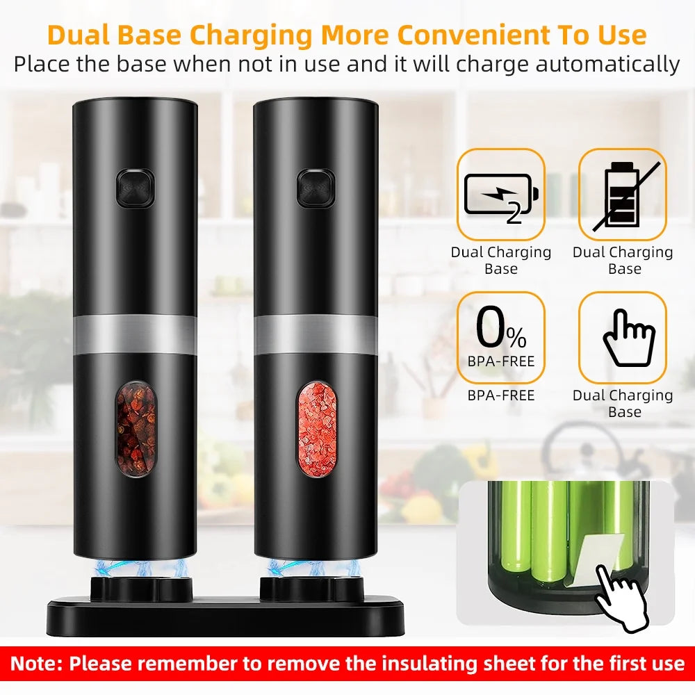 Electric Salt and Pepper Grinder Set 2 Pack Adjustable O40730