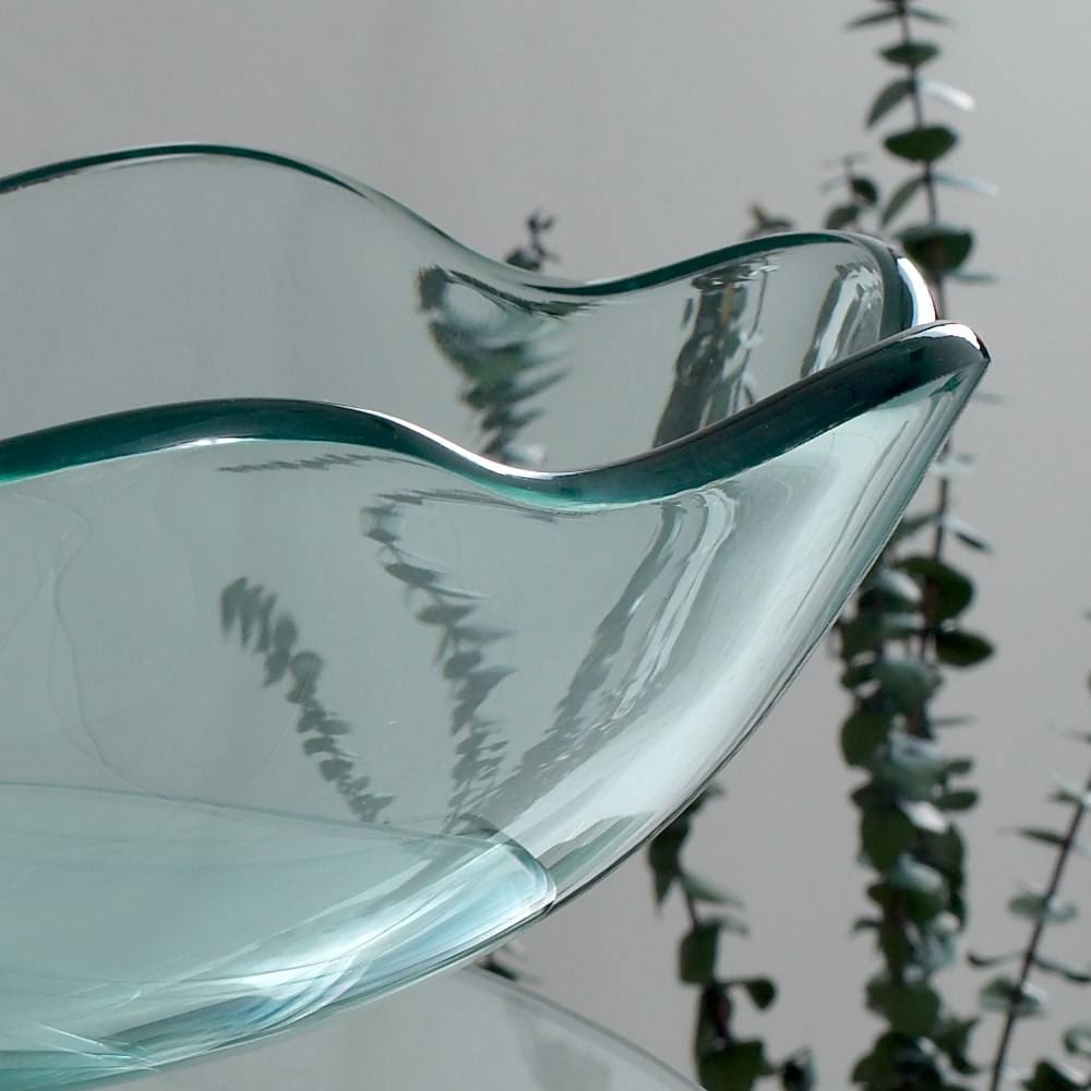 Wavy Edge Glass Bathroom Vanity with Vessel Sink X3585