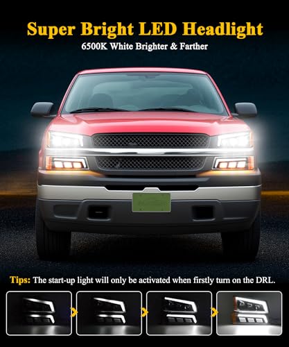 LED Headlights Assembly with DRL Sequential Turn Signal T4242