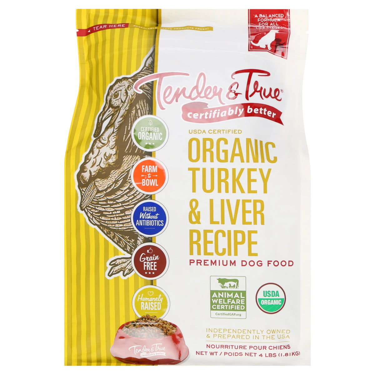 Organic Turkey & Liver Recipe Dry Dog Food, 4 lb bag C868075
