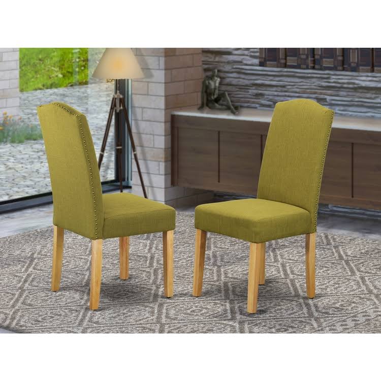 Linen Fabric Chair Set of 2 with Oak Leg K62773
