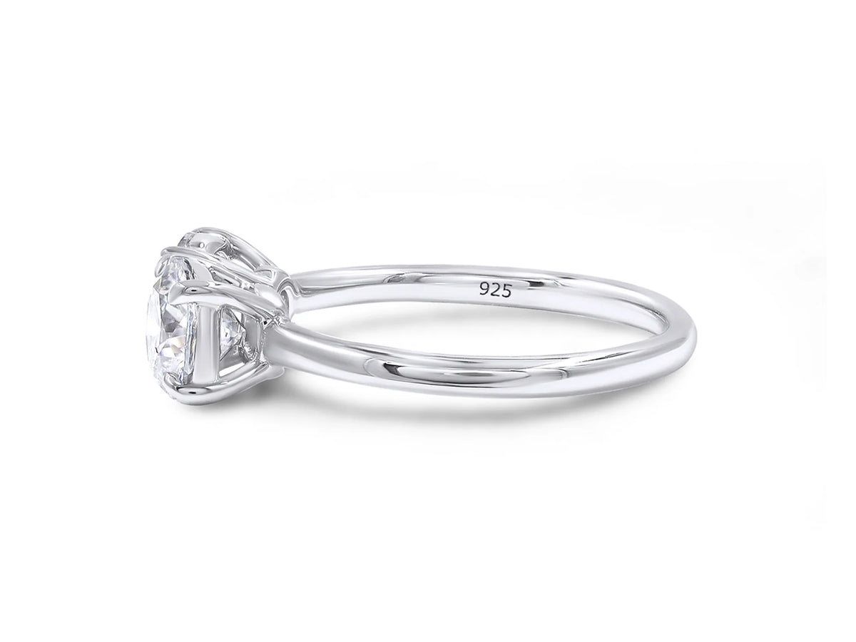 14K White Gold Over Sterling Silver Moissanite 2-Stone Engagement Ring E7646