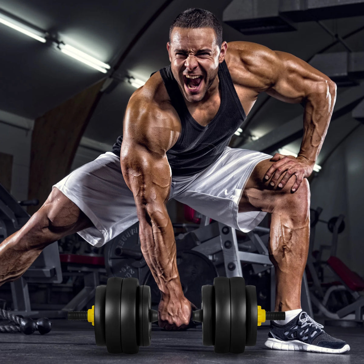 66 Lbs Adjustable Dumbbell Barbell Set U126779