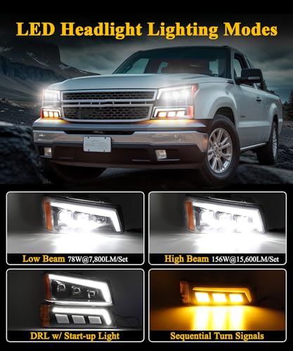 LED Headlights Assembly with DRL Sequential Turn Signal T4242