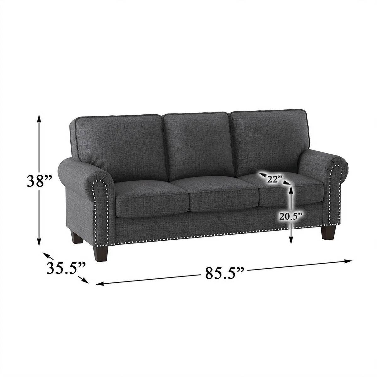 Dark Gray Microfiber Sofa A648466