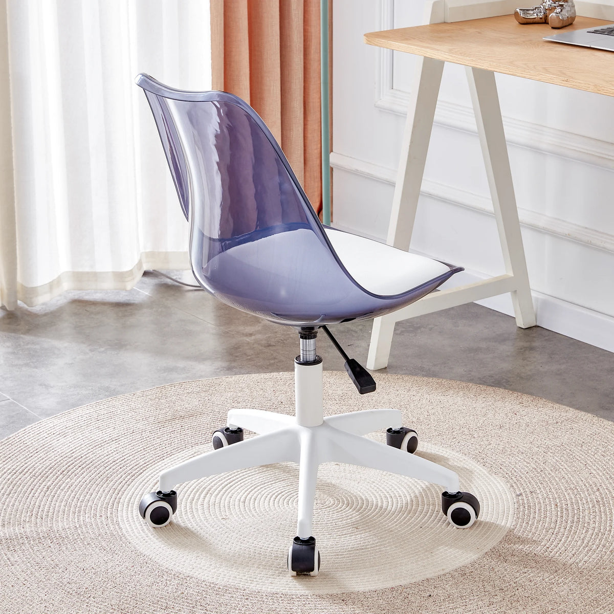 Midnight blue adjustable 360 swivel armless computer chair W4992