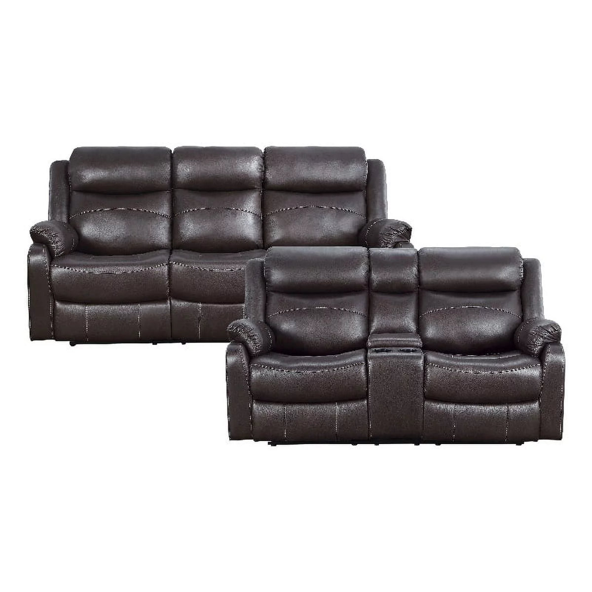 Dark Brown 2-Piece Microfiber Reclining Sofa Set O23978