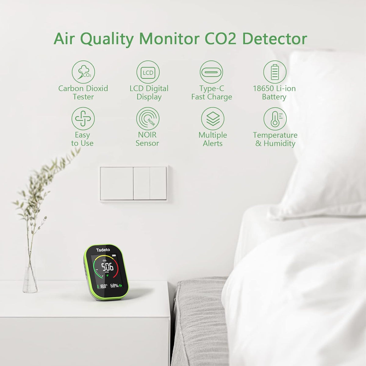 3 in 1 CO2 Monitor with Temperature Humidity K84868