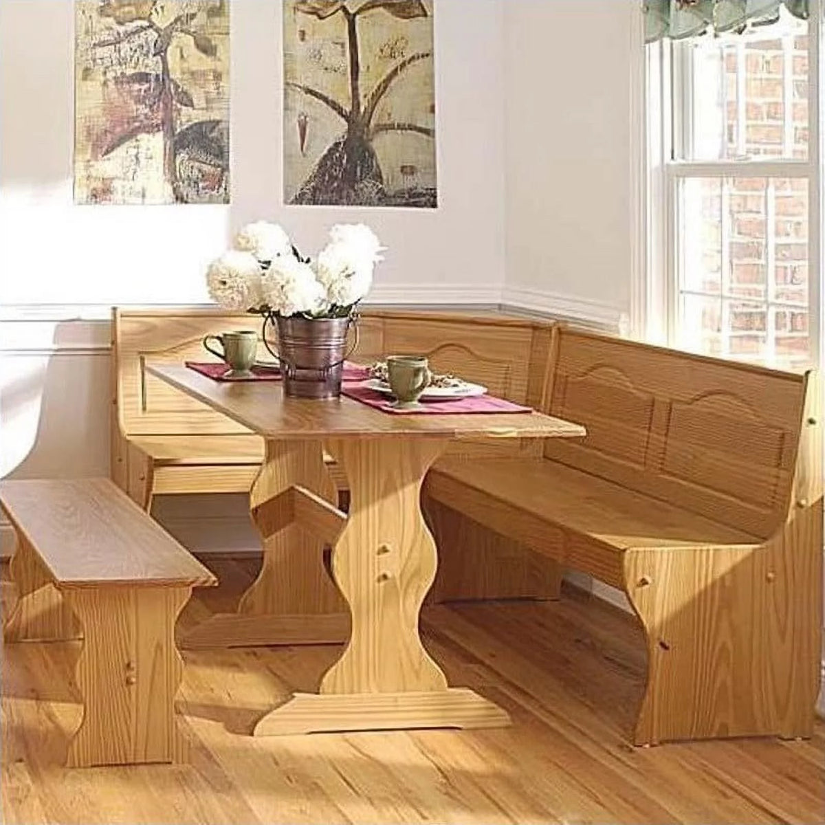 Kitchen Dining Nook Corner Bench in Natural A67926