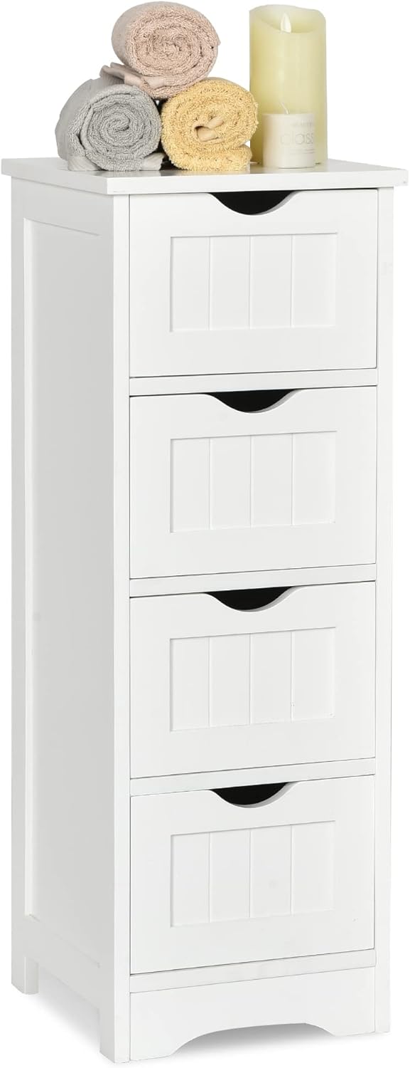 Grey Freestanding Bathroom Floor Cabinet with 4 Drawers E53750