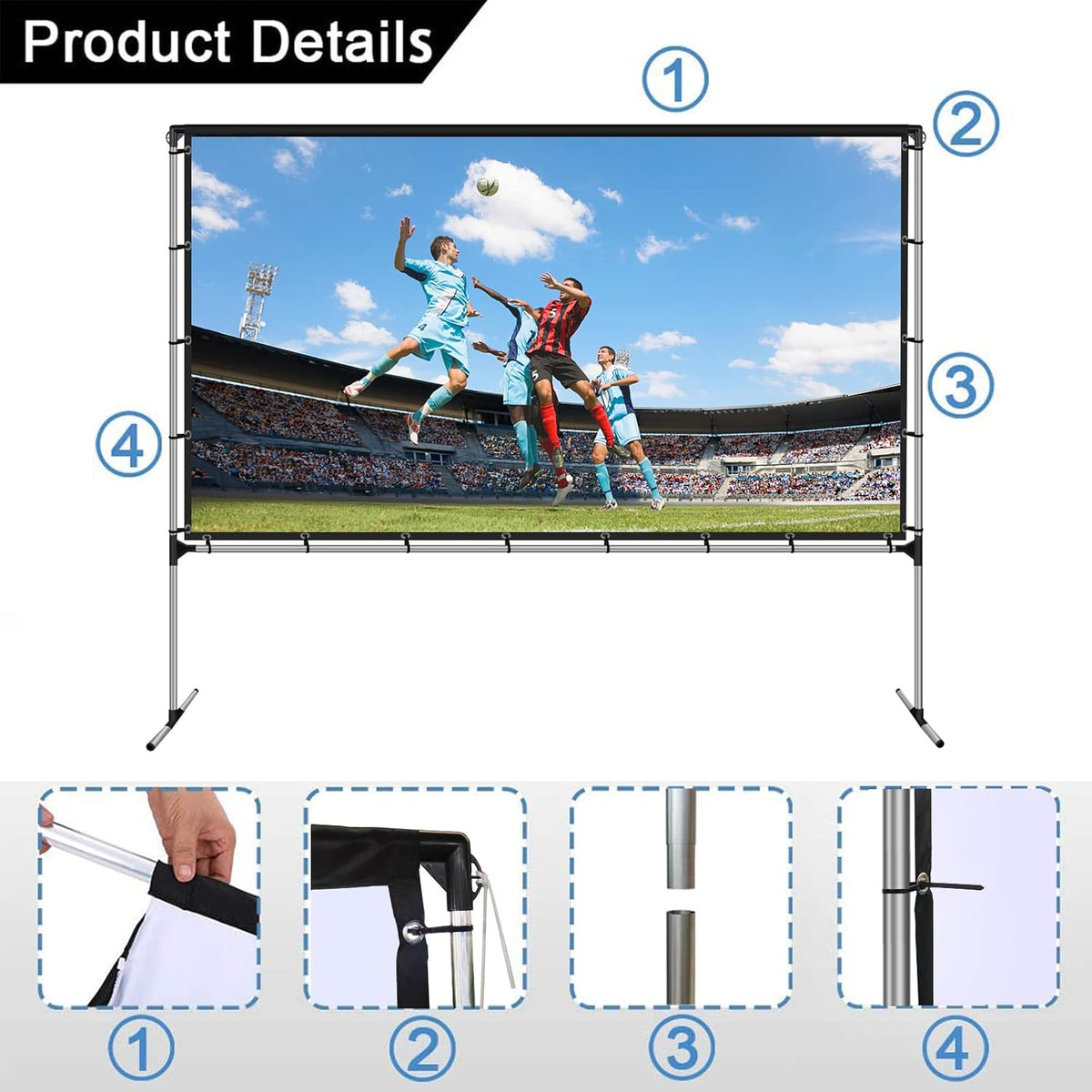 120 Inch Foldable Projector Screen with Stand I42736