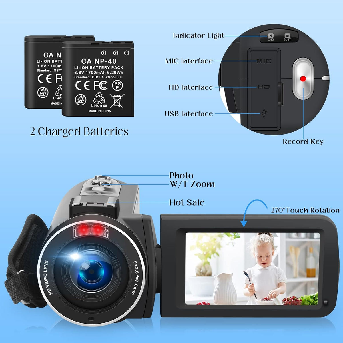 4K UHD 56MP Video Camera with Night Vision WiFi 18X Zoom T5524