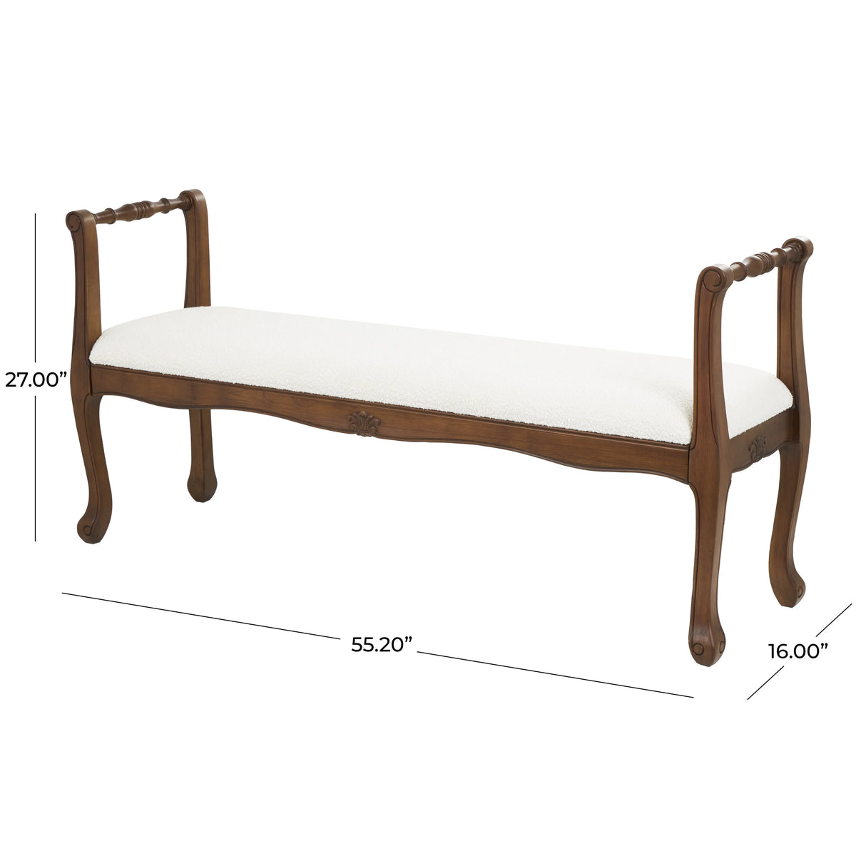 Fabric Arm Bench with Brown Wood Turned Legs X833