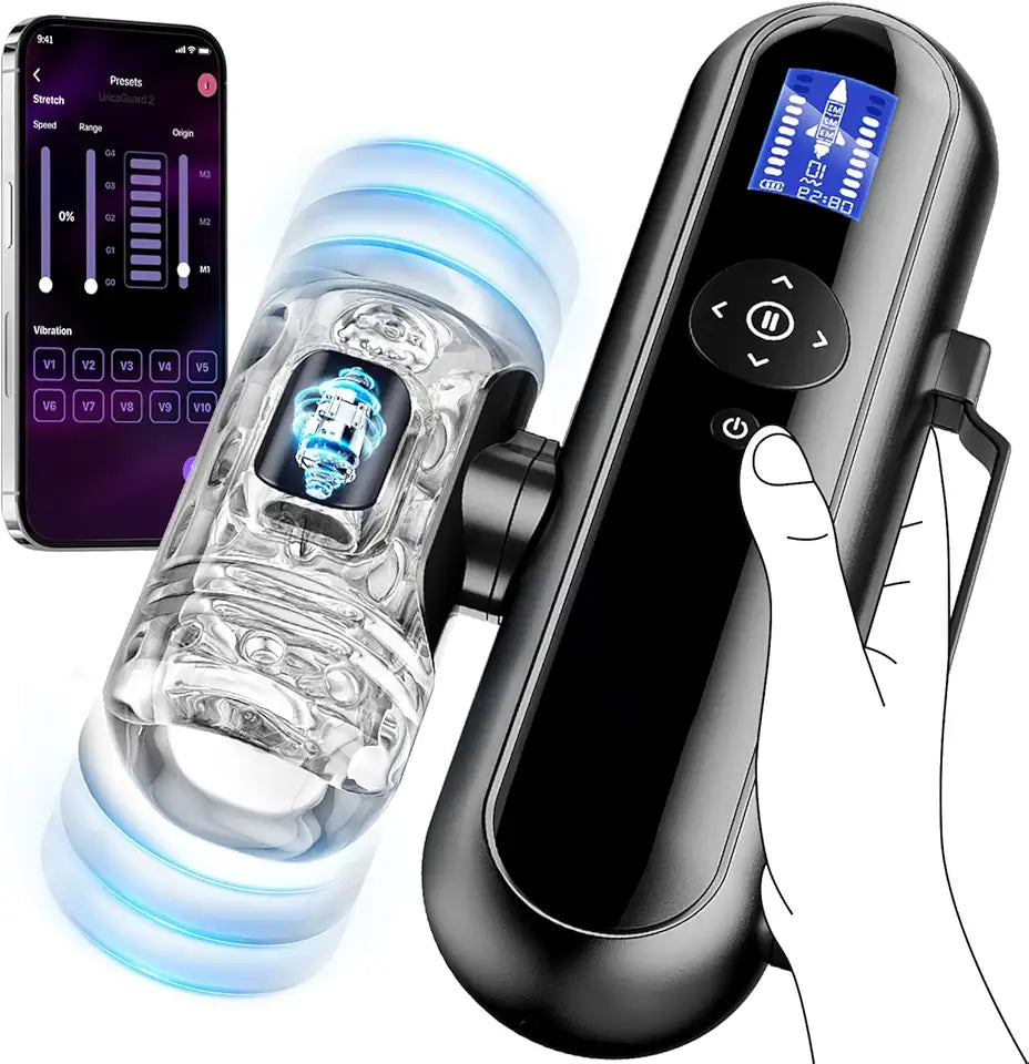 Male Masturbator with 4 Thrust Depths & 10 Vibrating Speeds Soft TPE Adult Sex Toy Q776713