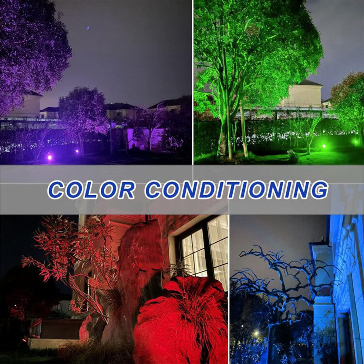LED Landscape Spotlight Lights Outdoor, 10W 12V W+RGB Low Voltage Yard Flood Lights with Transformer, Ground Stake Lawn Light (3 Pack) H40166