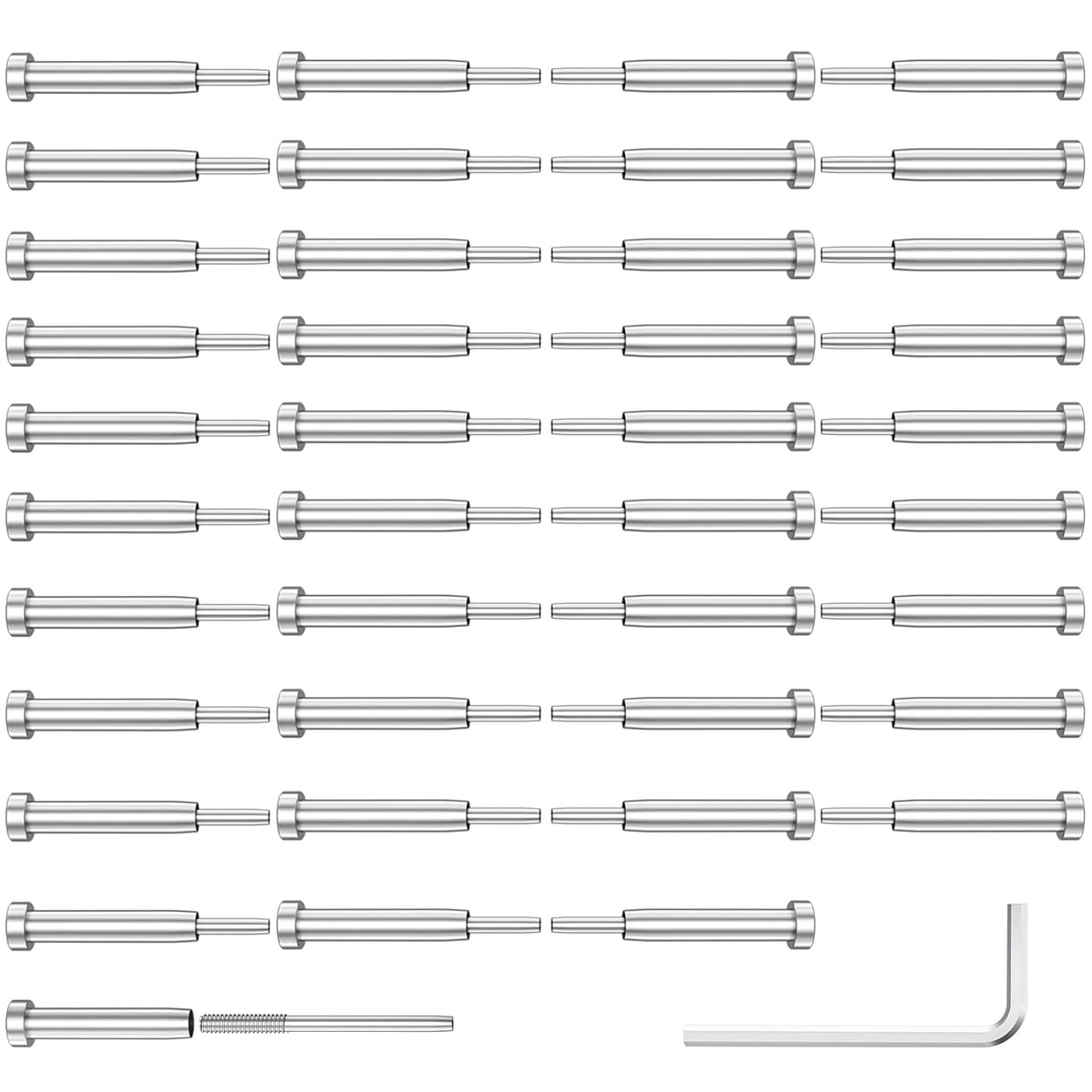 40 Pack Stainless Steel Invisible Receiver and Swage Stud End for 1/8 Inch Cable Railing L7337