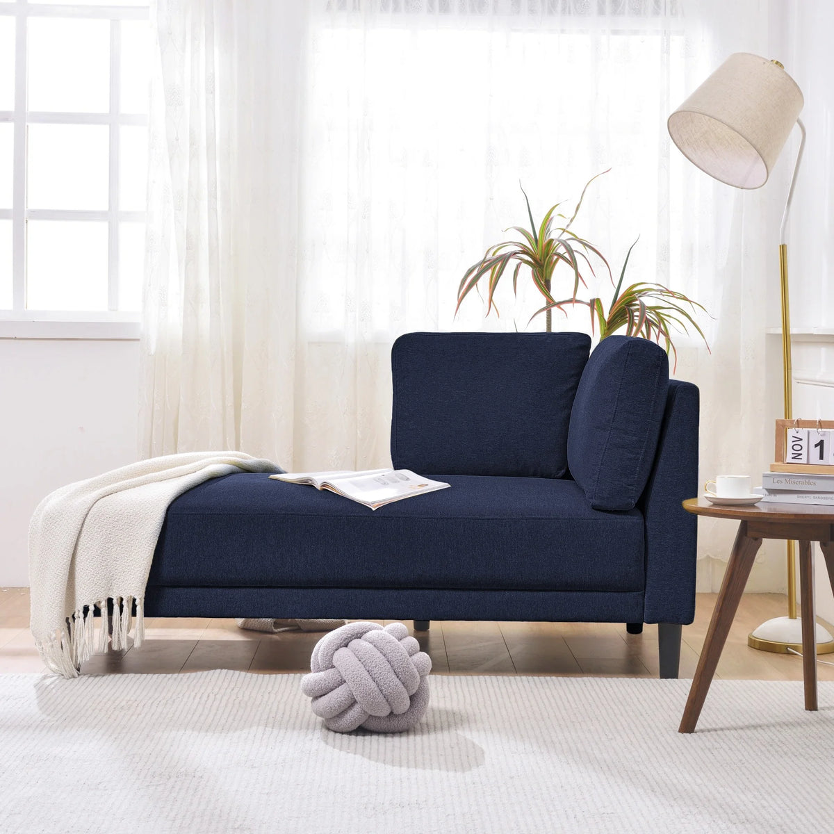 Grey Upholstered Corner Lounge Chair Q4479