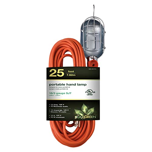 25ft Portable Hand Lamp with Kink-Free Cord and Swivel Hook Z239603