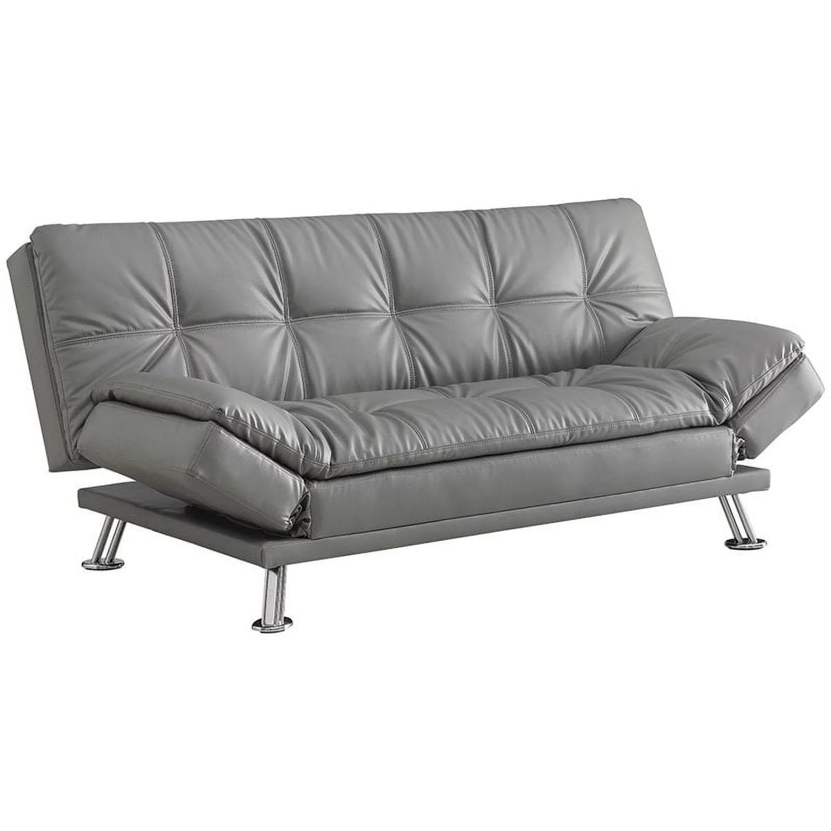 Dark Gray Faux Leather Tufted Sleeper Sofa O306