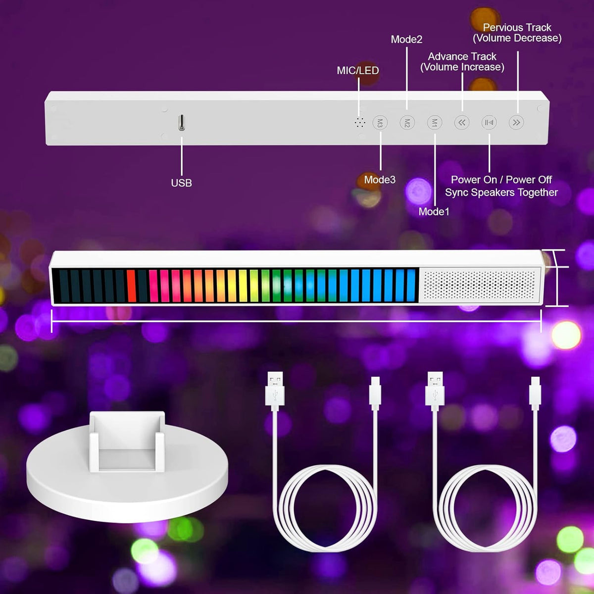Wireless Bluetooth Speaker with Voice Control Light Bar K75145