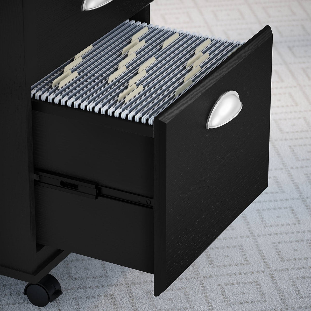 Black Suede Oak 2 Drawer Mobile File Cabinet K6071