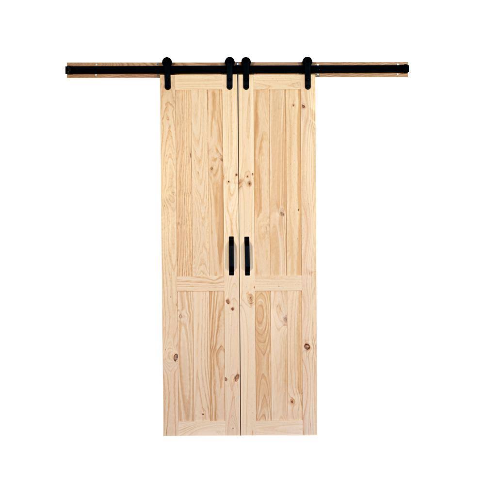 Solid Wood Split Barn Door with Hardware Kit H4550