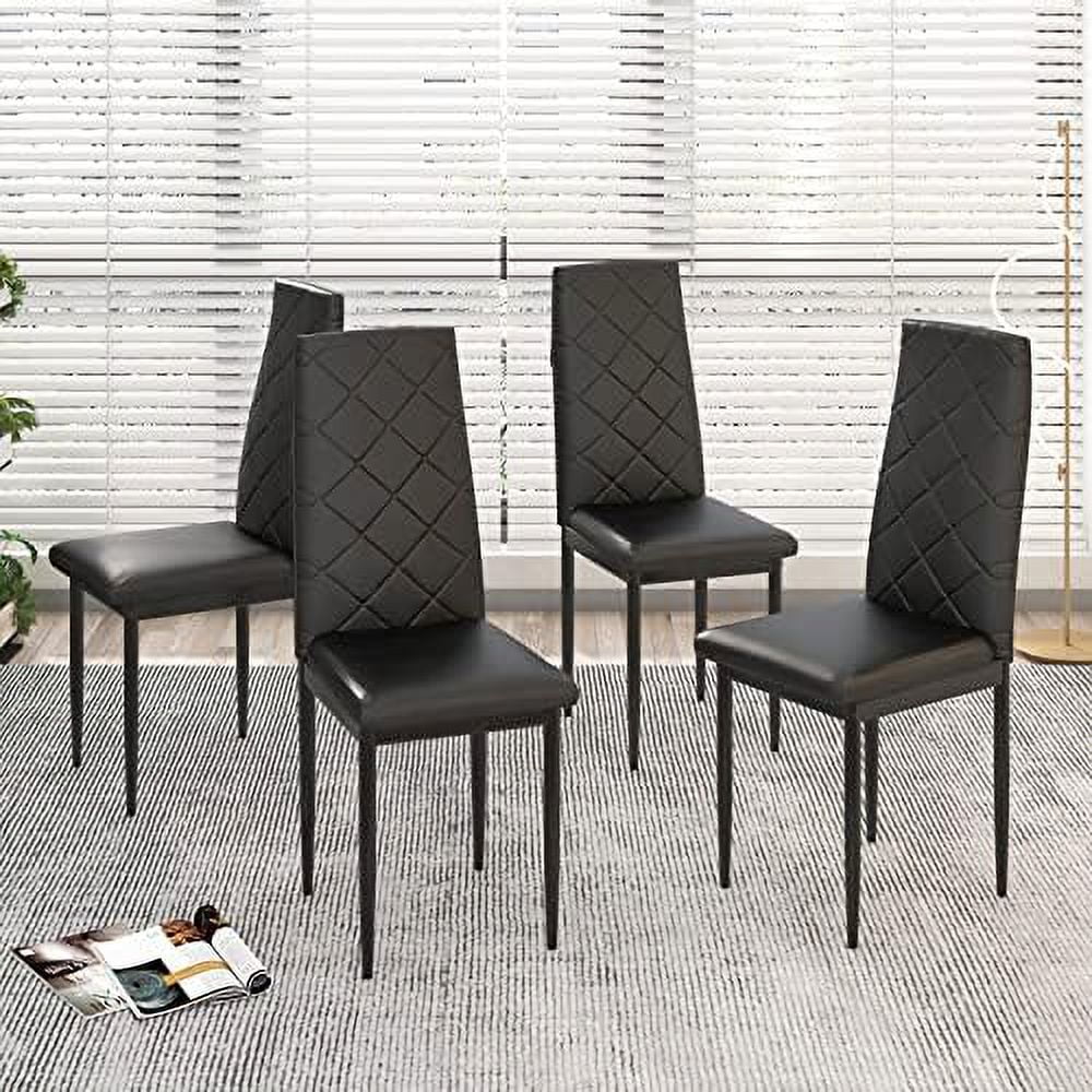 Dining Chairs Set of 6 High Back PU Leather Metal Legs K901