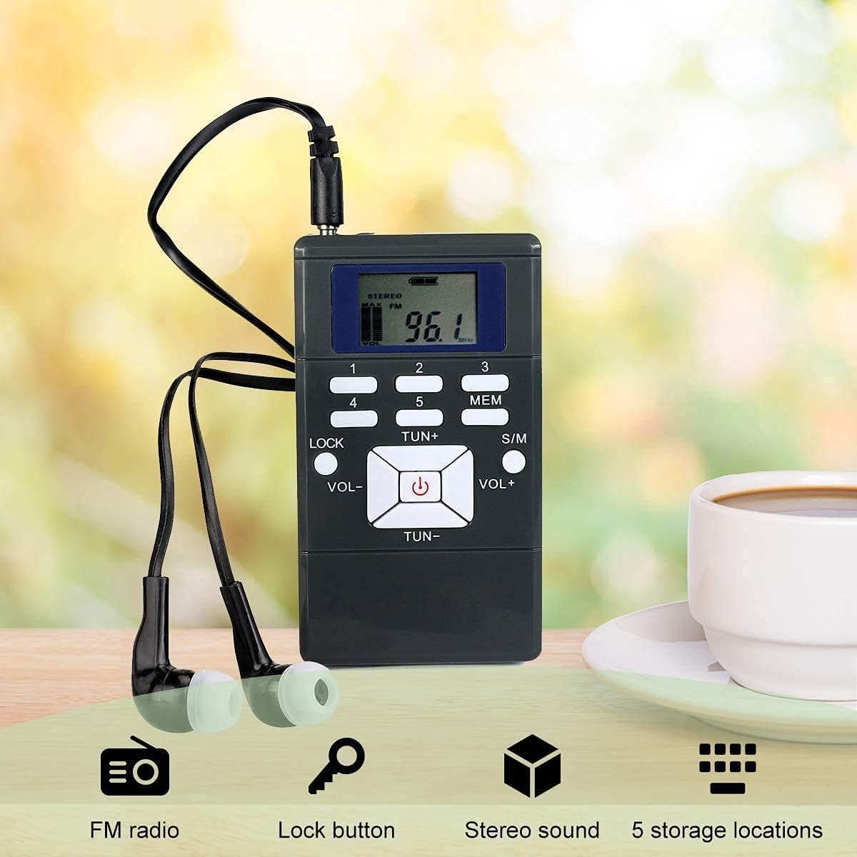Wireless Microphone Headset System with 1 Transmitter and 5 Portable FM Radio Receiver with Earphone J384214
