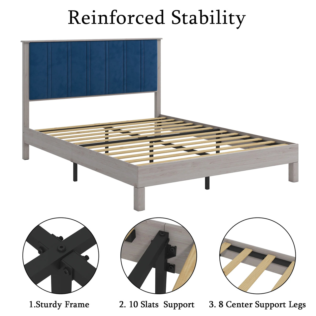King Wood Bed Frame with Headboard G559435