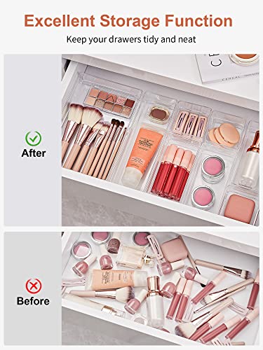 22-Piece Clear Drawer Organizer with Non-Slip Silicone Pads B6679