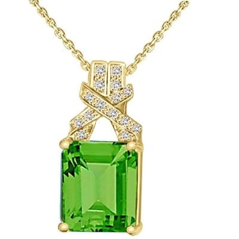 Synthetic Emerald Cut Pendant with Diamonds P437879