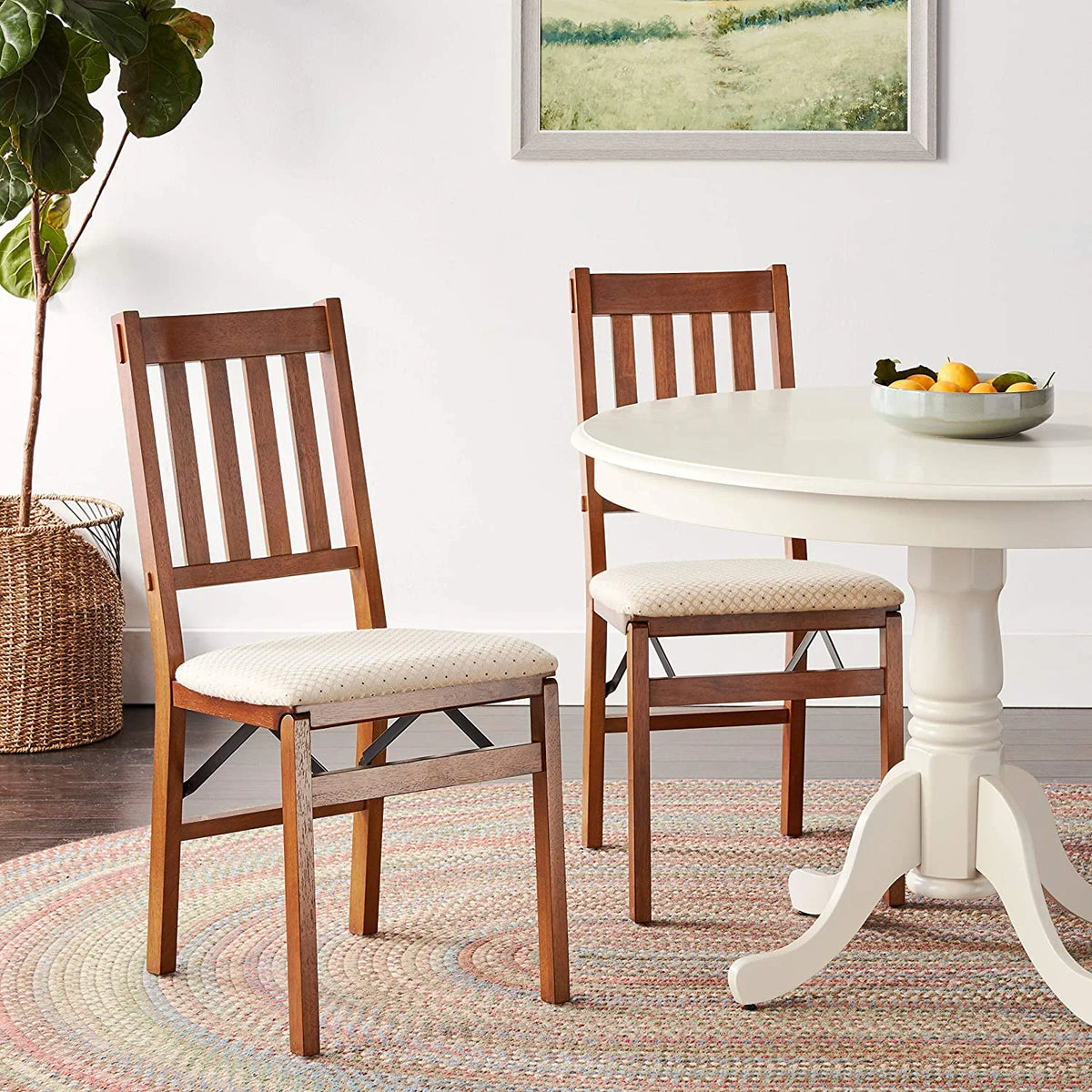 Fruitwood Finish Folding Chair Set of 2 D1848