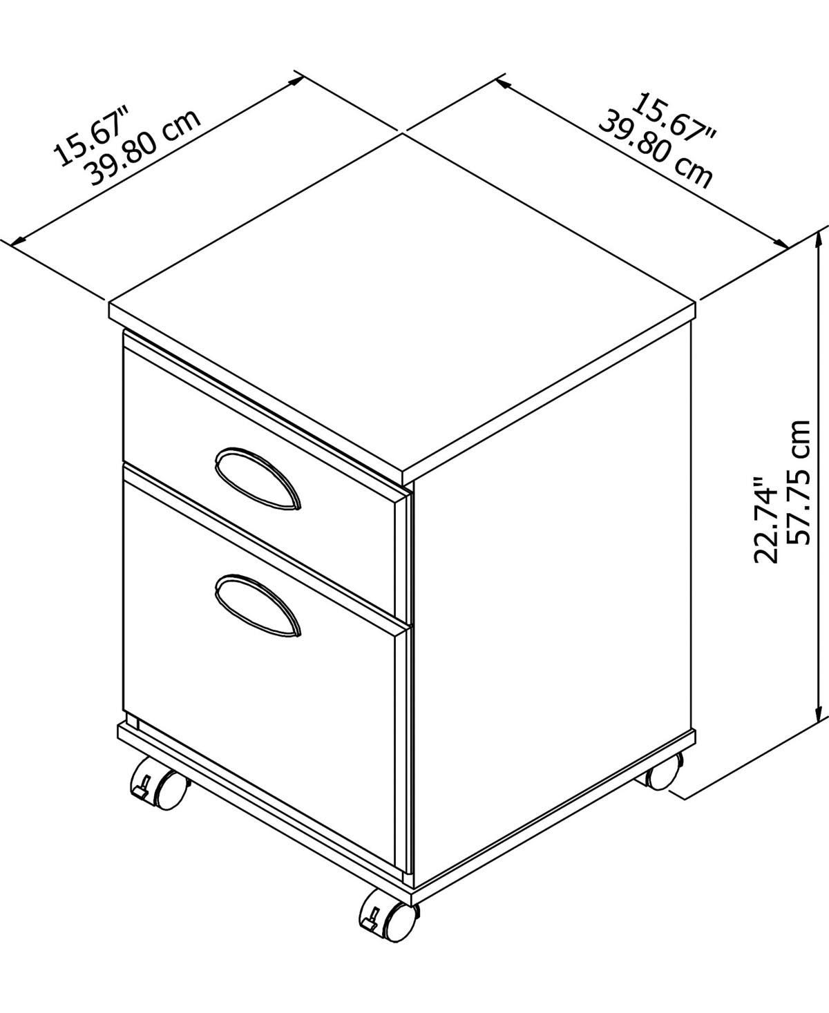 Black Suede Oak 2 Drawer Mobile File Cabinet K6071