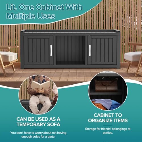 Waterproof UV-Resistant Storage Bench with Adjustable Shelves C507958