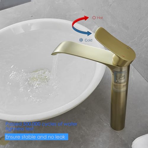 Brushed Gold Single Handle Vessel Sink Faucet Q224