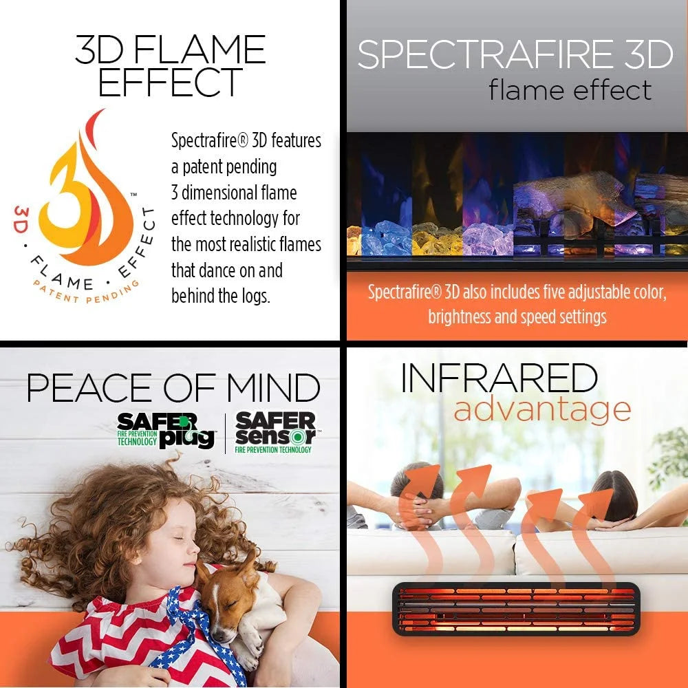 33" Black Infrared Quartz Electric Fireplace Insert K311