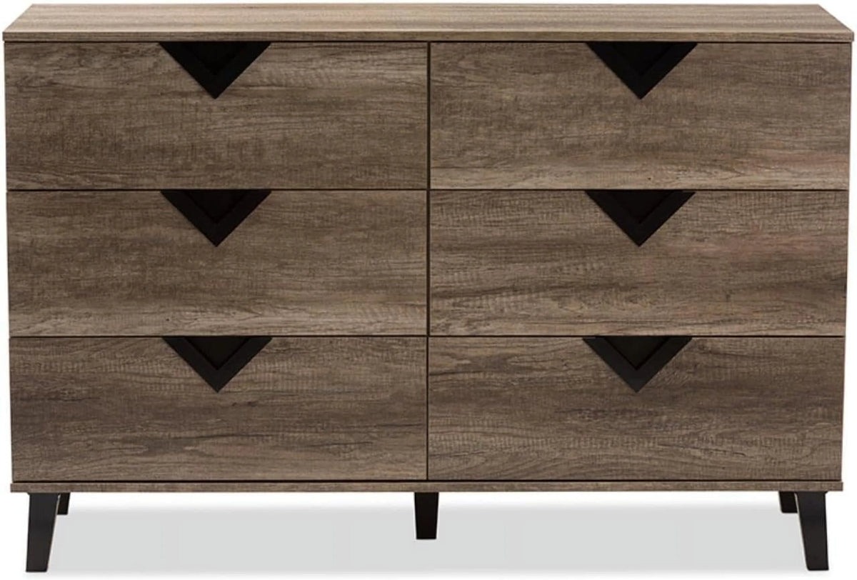 Light Brown Wood 6-Drawer Chest C4623