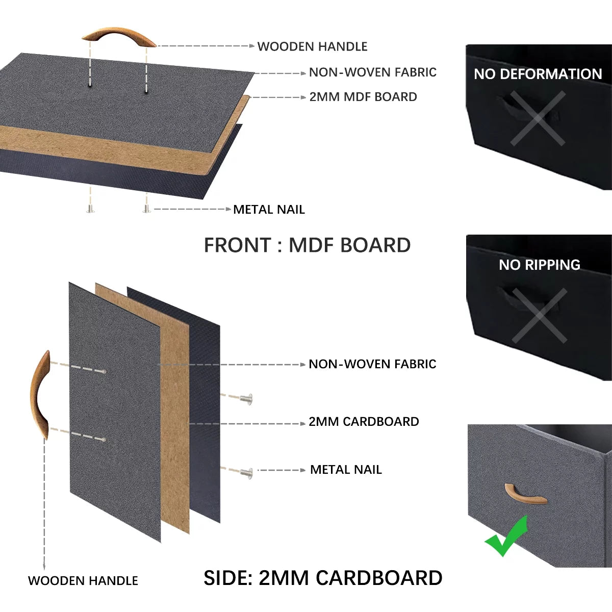 Grey 5 Drawer Fabric Dresser E519