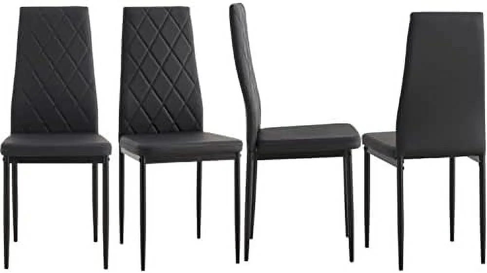 Dining Chairs Set of 6 High Back PU Leather Metal Legs K901