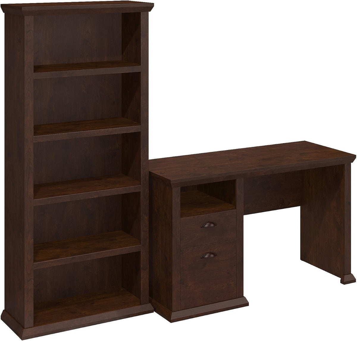 Antique Cherry 50W Desk with 5 Shelf Bookcase A14869
