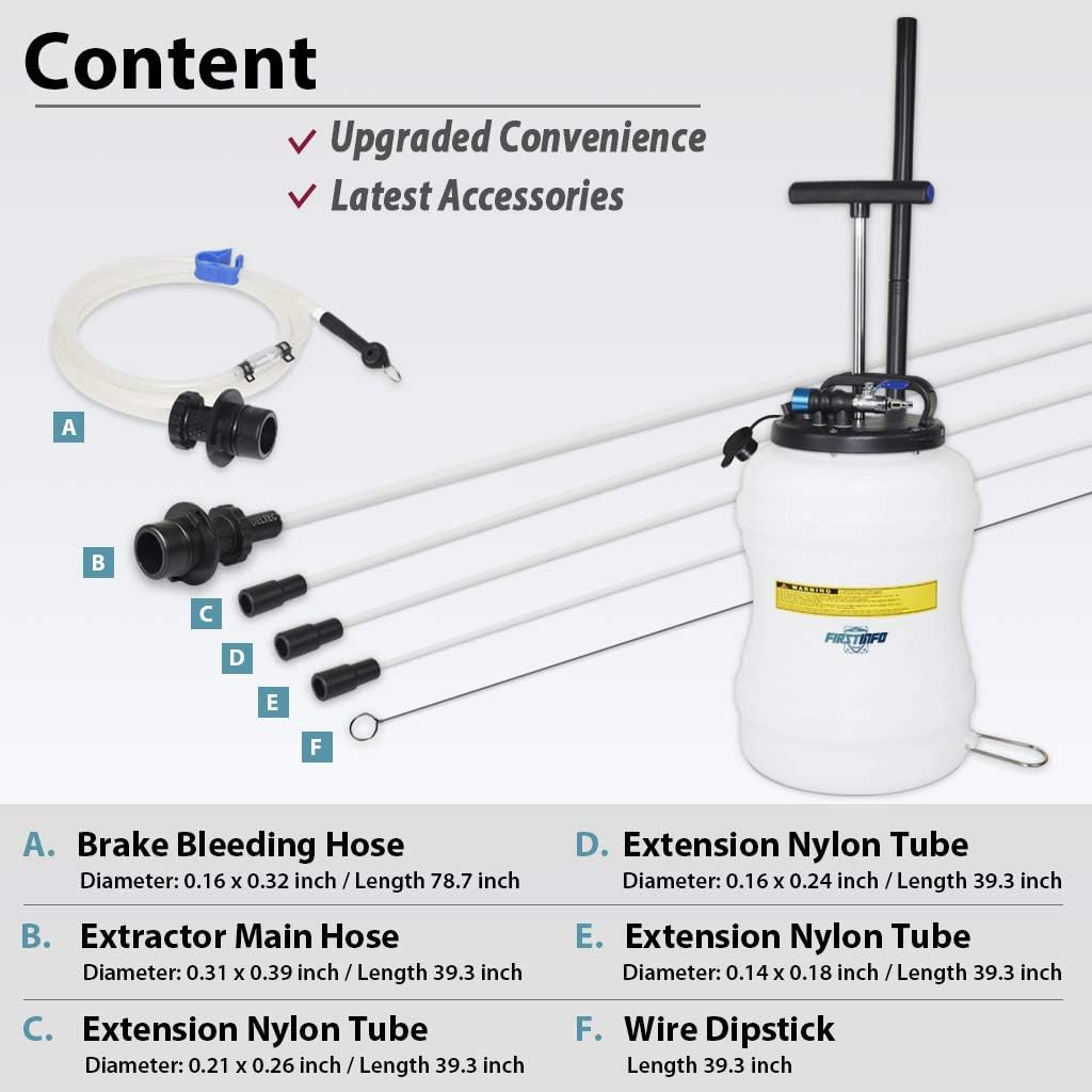 10.5 Liter Pneumatic/Manual Oil Extractor/Vacuum Pump Oil Changer with Brake Fluid Hose X307