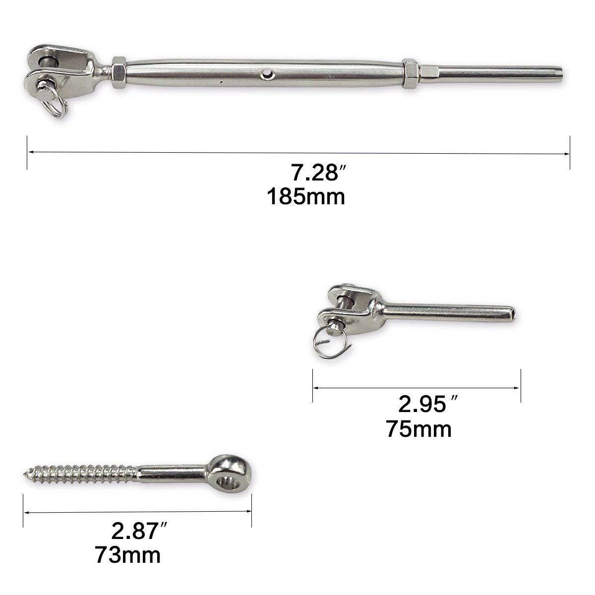 Stainless Steel Cable Railing Kits for 1/8 Wire Rope, 40P Q414423